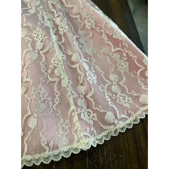 Vintage Gunne Sax Pink Lace & Satin Prairie Dress | Puff Sleeves - Picture 13 of 13